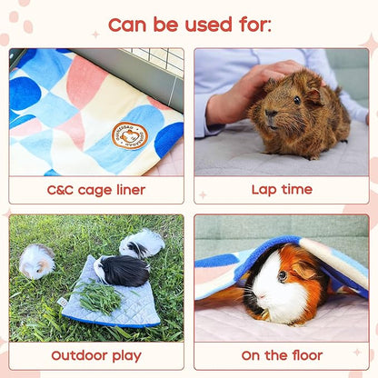 GuineaDad Premium Liner – Fleece Guinea Pig Cage Liner – Ultra-Plush Reusable Fleece Bedding with Waterproof Bottom – Extra Absorbent Liner for 2x3 C&amp;C Cage (Blush)