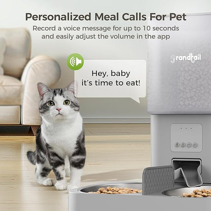 WiFi Automatic Cat Feeder with App - 6L Elevated Smart Food Dispenser for 2 Pets, Programmable 1-10 Meals, 2 Stainless Bowls &amp; Dual Power