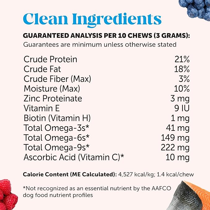 Cat Skin &amp; Coat Health Crunchy &amp; Creamy Chews - Omegas, Vitamin C + E, Biotin Supplement, Soothes Skin and Promotes Shiny Coat, Cat Supplements &amp; Vitamins - Chicken (30-Day Supply)