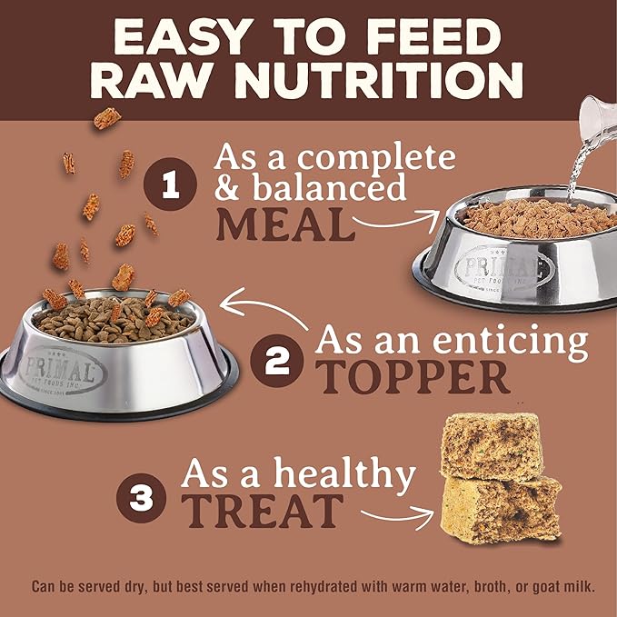 Primal Freeze Dried Raw Dog Food Nuggets, Pork, Complete &amp; Balanced Meal, Also Use as Topper or Treat, Premium, Healthy, Grain Free, High Protein Raw Dog Food, 14 oz