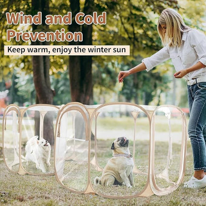 Cold Resistant Cat Playpen PVC Dog Playpen - Portable &amp; Foldable Indoor Outdoor Puppy Playpen - Insulated 2-Room Dog TentCrate Cage Kennel, Playpen for Kitten, Small Animals Play Pen