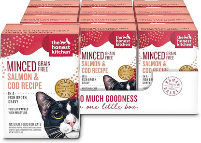 The Honest Kitchen Minced - Salmon &amp; Cod in Fish Broth Gravy Wet Cat Food, 5.5 oz (Pack of 12)