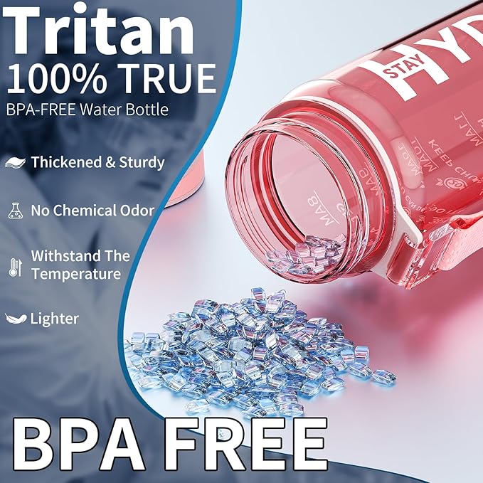 Water Bottle, 32 oz Motivational Water Bottles with Time Marker-Tritan &amp; BPA Free, Sports Water Bottle with Time to Drink &amp; Strap, Wide Mouth, Leakproof -Gift for Christmas Gym Fitness &amp; Outdoor
