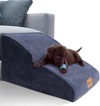Topmart High Density Extended Foam Dog Ramp&amp;Steps 2 Tiers,11.8" High,Non-Slip Dog Stairs,Soft Foam Pet Ladder with Waterproof Cover,Best for Injured,Older Cats,Pets with Joint Pain