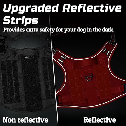 rabbitgoo Tactical Dog Harness for Small Dogs, No Pull Military Service Vest with Handle &amp; Molle, Easy Control for Training Walking, Adjustable Reflective Straps, Red, S