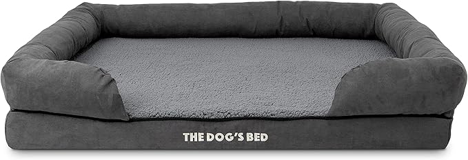 The Dog’s Bed, XL Grey Plush 43.5x34,Solid Memory Foam, Pain Relief: Arthritis, Hip &amp; Elbow Dysplasia, Post Surgery, Lameness, Supportive, Calming, Waterproof Washable Cover, Veterinary Approved