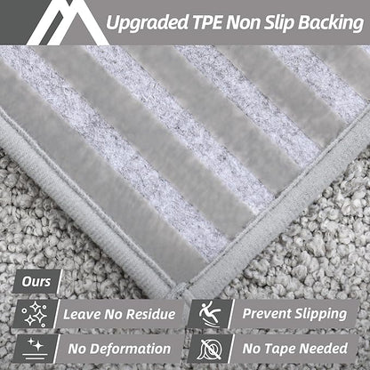 COSY HOMEER Edging Stair Treads Non-Slip Carpet Mat 28inX9in Indoor Stair Runners for Wooden Steps, Edging Stair Rugs for Kids and Dogs, 100% Polyester TPE Backing (15pc, Grey)