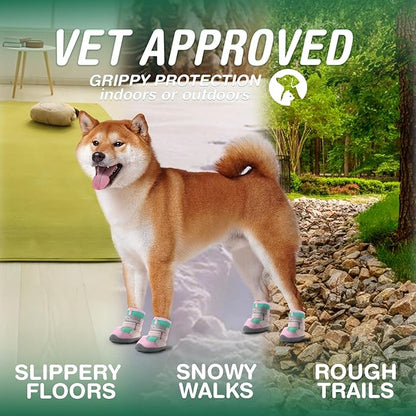 Dog Shoes for Large Dogs, Anti-Slip Dog Boots for Winter Snow, Hot Pavement, Dog Booties &amp; Paw Protectors Pink Size 8