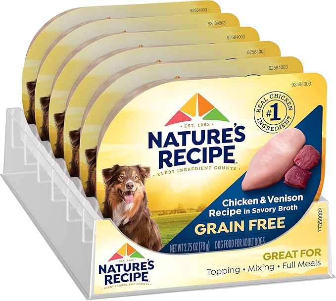 Nature’s Recipe Grain Free Wet Dog Food, Chicken &amp; Venison Recipe, 2.75 Ounce Cup (Pack of 12)