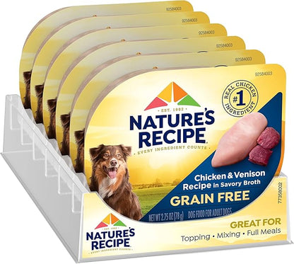 Nature’s Recipe Grain Free Wet Dog Food, Chicken &amp; Venison Recipe, 2.75 Ounce Cup (Pack of 12)