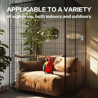 Natural Wood Bird Perches for Cage, Parrot Perch Stand &amp; Platform, Bird Cage Accessories for Parakeets, Cockatiels, Conures, Lovebirds (Brown, Core Perch &amp; Platform - 8PCS)