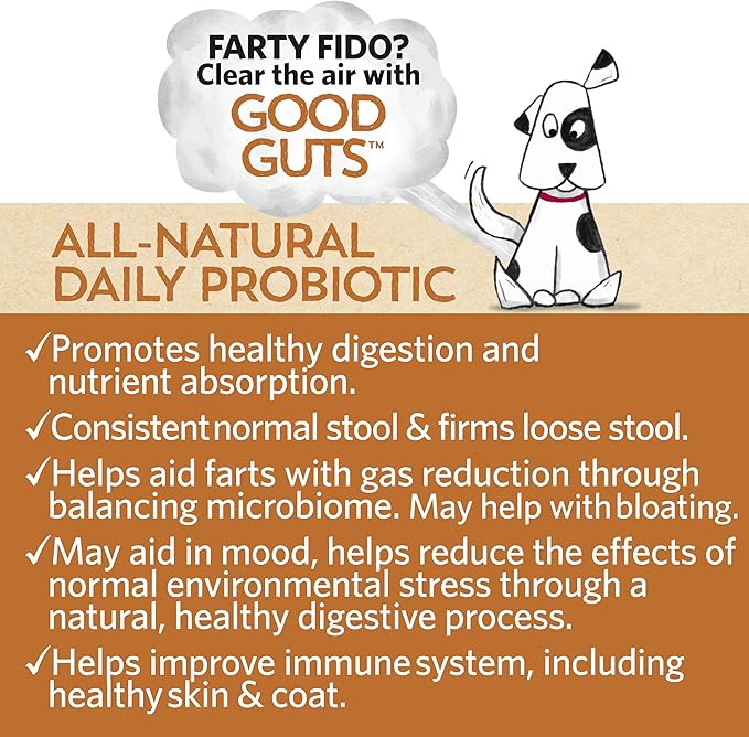 Fidobiotics Good Guts for Medium Mutts Probiotic for Dogs, 6 Billion CFUs, 11 Strains, 5 Digestive Enzymes, 2 Prebiotics, Digestive Gut Health for Dogs, Adult &amp; Puppy Probiotics Supplements (30 Days)