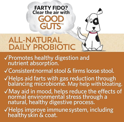 Fidobiotics Good Guts for Medium Mutts Probiotic for Dogs, 6 Billion CFUs, 11 Strains, 5 Digestive Enzymes, 2 Prebiotics, Digestive Gut Health for Dogs, Adult &amp; Puppy Probiotics Supplements (30 Days)