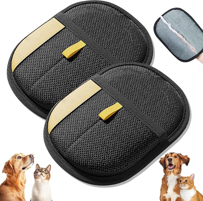 Pet Hair Removal Gloves, Pet Hair Remover Electrostatic Gloves for Cats &amp; Dogs, Washable and Reusable Cat Hair Remover for Cat Beds, Bed Sheets, Sofas, Clothes, Carpets, Curtains (2pcs)
