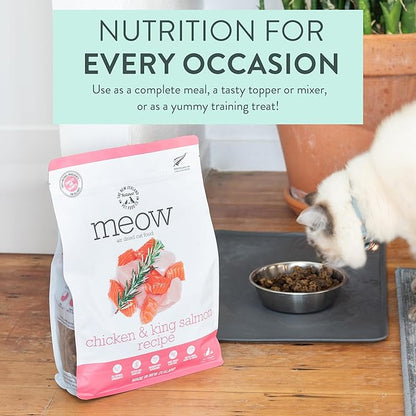 Meow Air Dried Cat Food - Chicken &amp; King Salmon Recipe, Dry Cat Food, High Protein Meals, Treats &amp; Toppers,26.5 oz