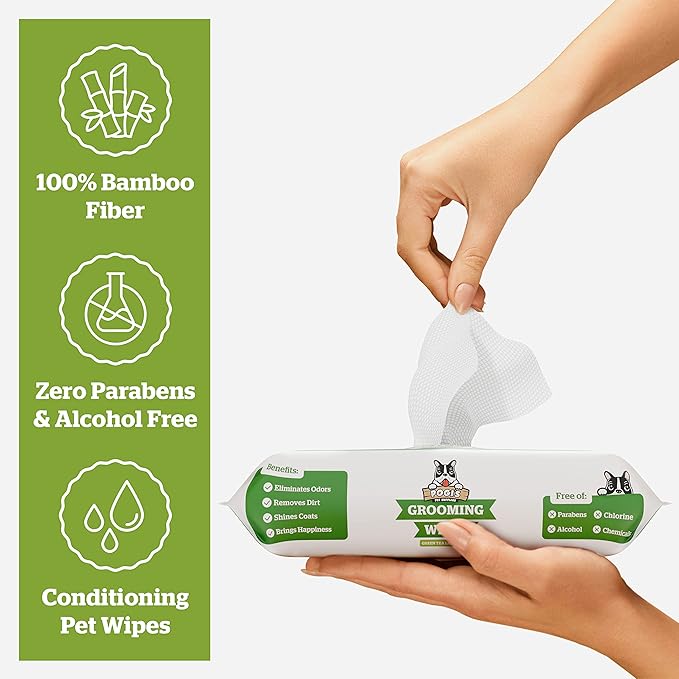 Pogi’s Dog Grooming Wipes – Hypoallergenic Pet Wipes for Paws, Body &amp; Butt – Cleaning &amp; Hydrating, Green Tea Scent, 100-Count