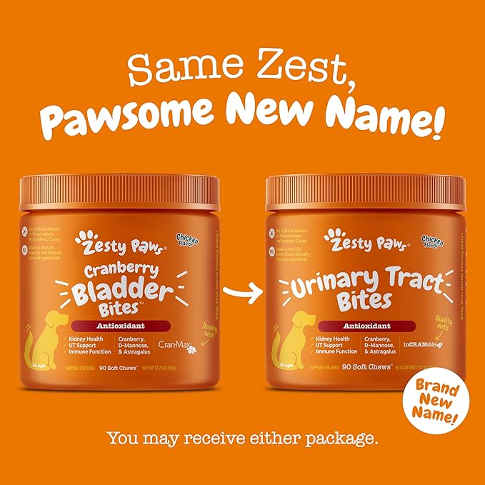 Zesty Paws Cranberry Supplement for Dogs - Bladder Control for Dogs - Urinary Tract Support - Cranberry Chews - Immune &amp; Gut Support - Chicken - 90 Count