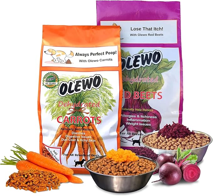 Olewo Starter Bundle Original Carrots &amp; Red Beets - Fiber for Dogs, Digestive Dog Food Topper, Natural Anti Itch, Whole Food Dog Multivitamin - 1lb Each (2lbs Total)