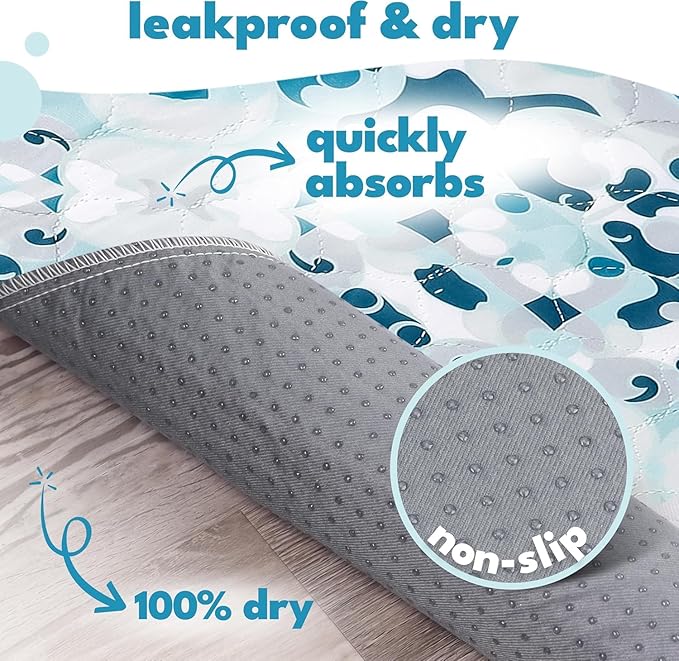 NALALAS Large Washable Pee Pads for Dogs | Reusable, Waterproof &amp; Ultra Absorbent Puppy Pads | Dog Pee Pads, Anti-Slip, Leakproof &amp; Quick Dry Pet Training Mat | Whelping Pad, Puppy Mat &amp; Crate Pad