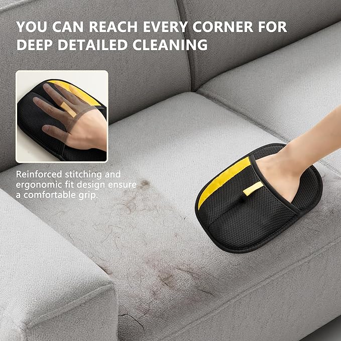 Hasina Upgrade Pet Hair Removal Glove - Reusable Grooming Glove for Dogs &amp; Cats, Electrostatic Mitt for Pet Hair Removal, Remover Mitt for Furniture, Car Seats, Carpet &amp; Clothing (Yellow-18)