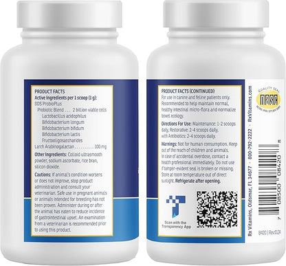 Rx Vitamins Rx Biotic - Probiotic Powder for Dogs and Cats - Cat Digestive Support &amp; Probiotic for Dogs Gut Health - Dog Probiotics for Digestive Health - 1.25oz
