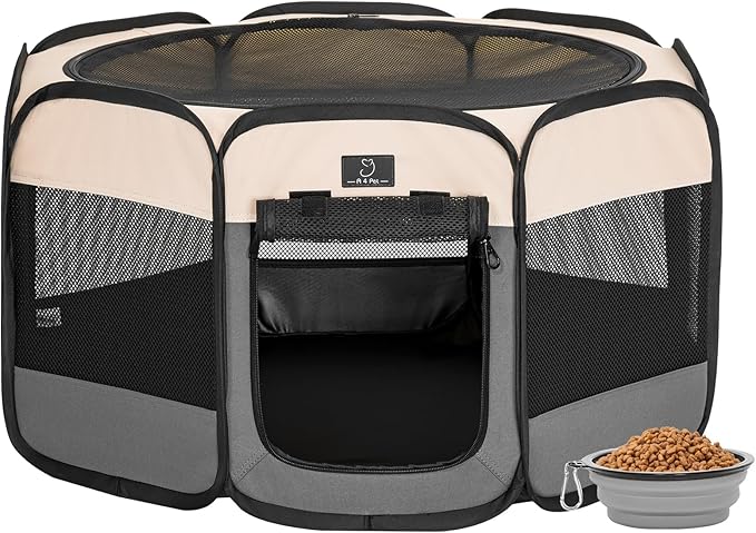 A4Pet Portable Kitten Playpen for Cats, 27" Foldable Pet Playpen for Puppy/Cat/Rabbit/Chick, with Removable Zipper Top &amp; Mesh Panel(11”W × 7.5”H)