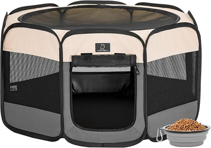 A4Pet Portable Kitten Playpen for Cats, 27" Foldable Pet Playpen for Puppy/Cat/Rabbit/Chick, with Removable Zipper Top &amp; Mesh Panel(11”W × 7.5”H)