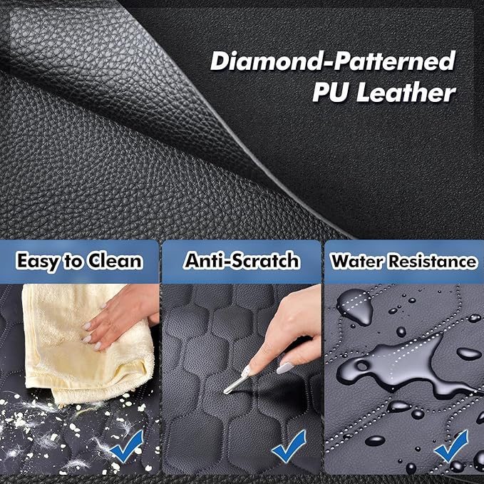 3-in-1 Convertible PU Leather Dog Car Seat Extender &amp; Booster Seat – 400lb Capacity, Waterproof, Hard Bottom, Scratch-Proof Hammock for Cars &amp; SUVs-L