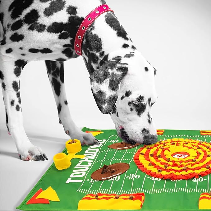 NFL Kansas City Chiefs Dog Snuffle Mat – Interactive Pet Slow Feeder, Football Field Design Food Puzzle Toy for Dogs &amp; Cats, Foraging Activity Mat for Smarter Feeding