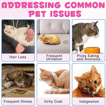 Collagen for Cats, Daily Liquid Collagen Drops for Cats with Allergies, Biotin, Vitamin C and Hyaluronic Acid, Improves Mobility Skin and Coat Health, Itch Relief for Cat, Salmon Flavor, 60ML