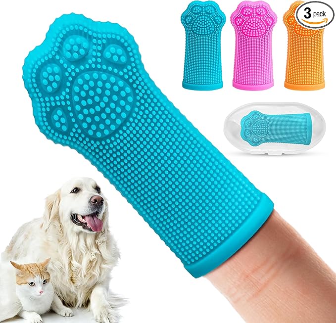 Hera Harmony Finger Toothbrush for Small Dogs, Cats &amp; Puppies, Soft Silicone, 3 Pack
