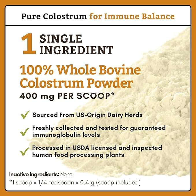 Wholistic Pet Organics Pure Colostrum - 2 Oz - Dog Allergy Relief &amp; Itchy Skin Treatment, Senior Dog Supplements &amp; Immune Support, Licking Paws Relief