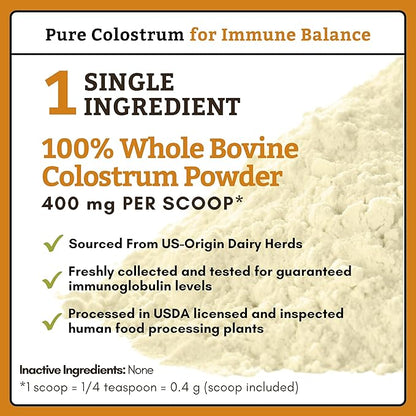 Wholistic Pet Organics Pure Colostrum - 2 Oz - Dog Allergy Relief &amp; Itchy Skin Treatment, Senior Dog Supplements &amp; Immune Support, Licking Paws Relief