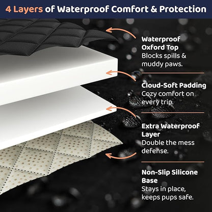 XL Dog Car Seat Cover for Back Seat, Waterproof Hammock for Car, SUV &amp; Truck, Non-Slip Backseat Cover for Dogs, Heavy-Duty Dog Hammock Style Seat Protector Pets, Easy to Install &amp; Clean