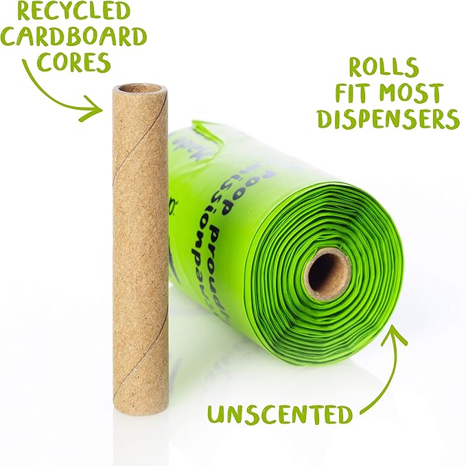 PLANET POOP Home Compostable Dog Poop Bags Extra-long with Handles 120 Un-Scented Pet Waste Bags Plastic Free, Thick Leakproof Plant-Based Doggy Bag, Cats &amp; Dogs Pet Supplies