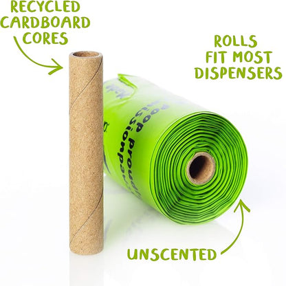 PLANET POOP Home Compostable Dog Poop Bags Extra-long with Handles 120 Un-Scented Pet Waste Bags Plastic Free, Thick Leakproof Plant-Based Doggy Bag, Cats &amp; Dogs Pet Supplies