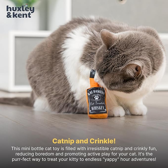 Huxley &amp; Kent Plush Cat Toy - Interactive Catnip Toy for Cats &amp; Kittens - Soft Kitty Toy with Crinkle &amp; Catnip - Fun Indoor Play Toy - Kat Daniels Whiskey