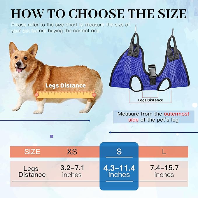 PatiencET Dog Grooming Hammock, Pet Grooming Hammock for Cats &amp; Dogs, Dog Holder for Nail Trimming, Cat Sling for Nail Trimming with Nail Clippers/Trimmer, Nail File, Pet Comb(S)
