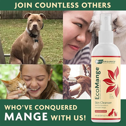 EcoMange Mange Relief for Dogs &amp; Cats – 8 Oz. Cat &amp; Dog Itch Relief, Sarcoptic &amp; Demodectic Mite Spray – Herbal Extract &amp; Essential Oil Itch Relief for Dogs – Natural Cat &amp; Dog Sprays by Vet Organics
