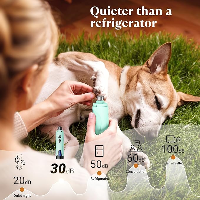YABIFE Dog Nail Grinder, Dog Nail Trimmers and Clippers Kit, Super Quiet, Rechargeable, for Small Large Dogs &amp; Cats Toenail &amp; Claw Grooming,3 Speeds