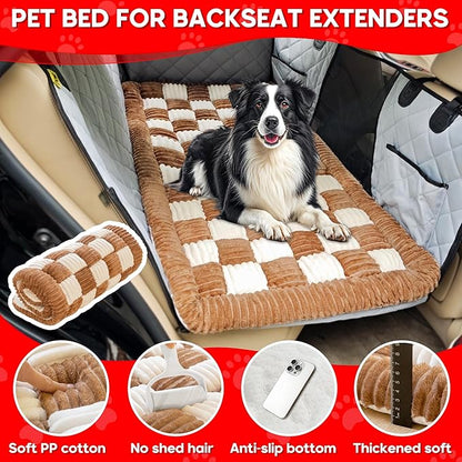 Dog Car Bed Mat, Non-Slip Backseat Extender Pet Blanket, Plaid Dog Bed for SUVs, Sedans &amp; Trucks, Chew-Resistant Travel Pad for Dogs, Easy Clean &amp; Scratch-Proof &amp; Comfort (50"x24.6")