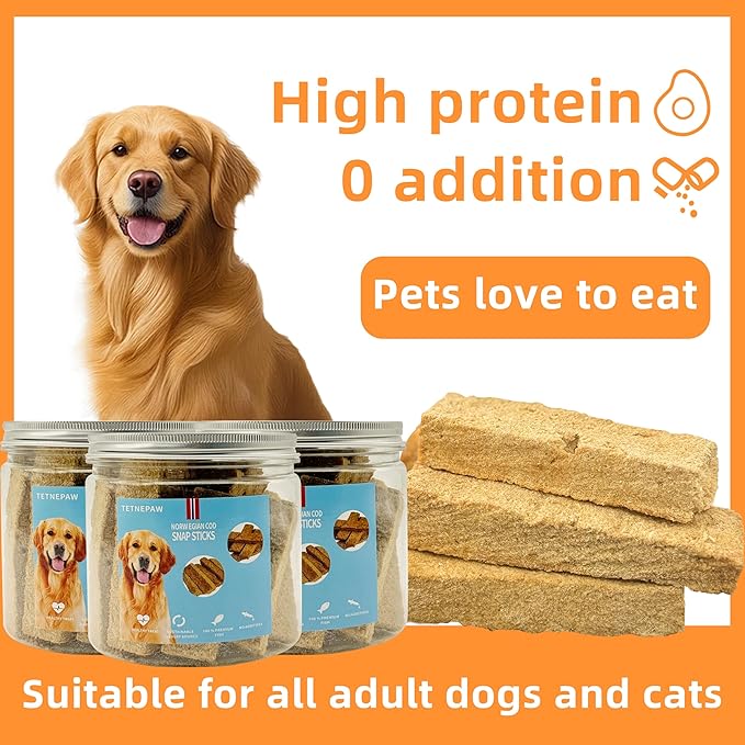 Dog Fish Treats Cod Made with Premium Natural Norwegian 100% Real Cod Fish Bones &amp; Meat Healthy Crunchy Biscuits for Dogs High Protein Grain-Free All-Natural Pet Snack