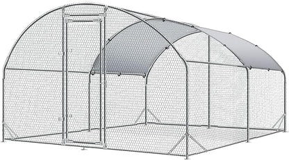 4ever2buy Large Metal Chicken Coop with Run Walk-in Poultry Cage Chicken Runs House Pen Cage Dome Roofed Chicken Coops with Anti-Ultraviolet Cover for Outdoor Yard Farm Use 9.5&