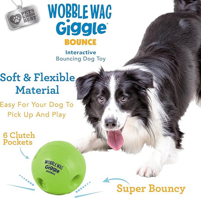Wobble Wag Giggle Bounce Interactive Dog Toy- Sound Making Bouncing Ball for Dogs Ages Indoor &amp; Outdoor Play, Soft &amp; Durable with Easy Grip Design- Pets Know Best