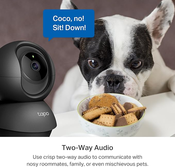 Tapo TP-Link 2K Pan/Tilt Indoor Security Camera for Baby Monitor, Pet Camera, Motion Detection &amp; Tracking, 2-Way Audio, Cloud &amp; SD Card Storage, Works w/Alexa &amp; Google Home, Black, C211(2-Pack)