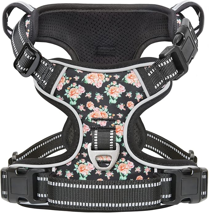 Timos No Pull Dog Harness,NO Need Go Over Dogs Head 3 Snap Buckles Reflective Oxford No Choke Harness with Front&amp;Back 2 Metal Leash Clips Soft Padded for Small Medium Large Dogs,X-Large (Pack of 1)