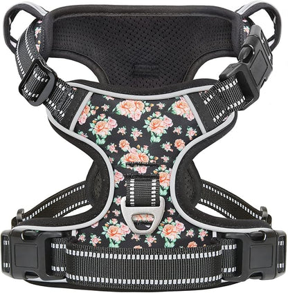 Timos No Pull Dog Harness,NO Need Go Over Dogs Head 3 Snap Buckles Reflective Oxford No Choke Harness with Front&amp;Back 2 Metal Leash Clips Soft Padded for Small Medium Large Dogs,X-Large (Pack of 1)