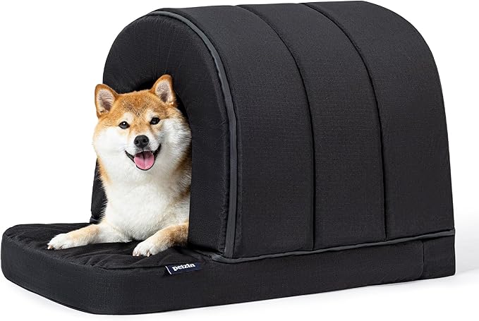 Orthopedic Dog House - Outdoor Waterproof Dog Shelter w/Porch - Indoor Pet House w/Egg-Crate Foam - Cooling - Machine Washable - Ideal for Medium Breeds &amp; Fits 30-Inch Crate - 29"x18"