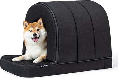 Orthopedic Dog House - Outdoor Waterproof Dog Shelter w/Porch - Indoor Pet House w/Egg-Crate Foam - Cooling - Machine Washable - Ideal for Medium Breeds &amp; Fits 30-Inch Crate - 29"x18"
