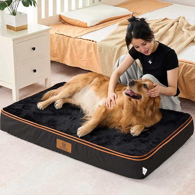 Orthopedic Memory Foam XXL Dog Bed - 6" Thick Beds for Extra Large Sized Dog - Waterproof Removable Washable Cover &amp; Wrap-Around Zipper - Ultimate Comfort &amp; Easy Maintenance, Black
